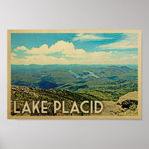 Póster Cartaz de Lake Placid Arte de Viagem Vintage
