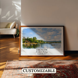 Poster Cartaz de Lake Placid Nova York, Aquarela, Persona