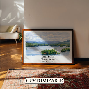 Poster Cartaz de Lake Placid Nova York, Aquarela, Persona