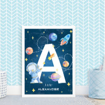 Cartaz de Letra 'A' de Aventura Espacial Personali