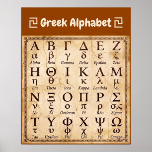 Poster Cartaz de Letras do Alfabeto Grego Antigo ABC, Par