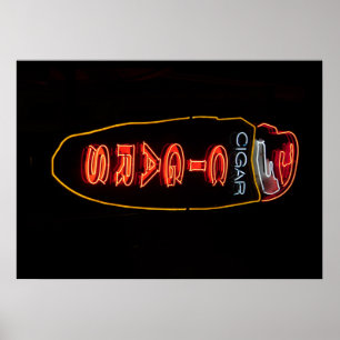 Póster Cartaz de Letreiro de Neon de Loja de Charutos