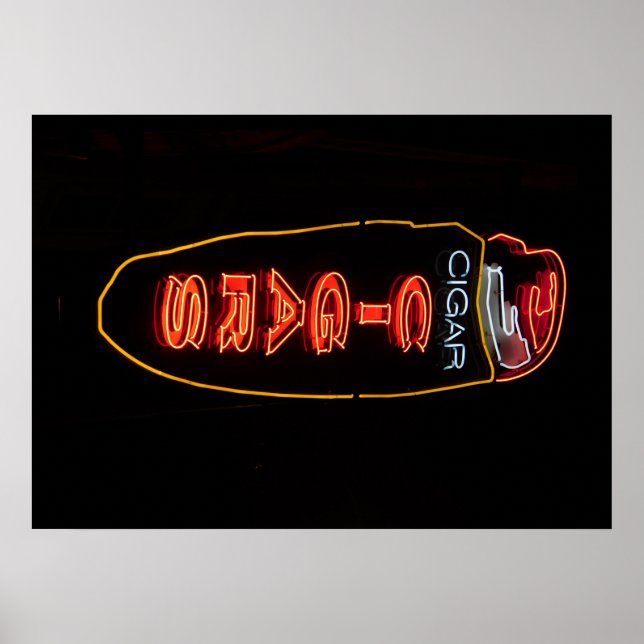 Póster Cartaz de Letreiro de Neon de Loja de Charutos (Frente)