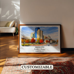 Poster Cartaz de Lexington Kentucky, Aquarela, Personaliz