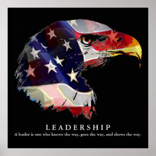 Póster Cartaz de Liderança Águia Bandeira Americana Pop A