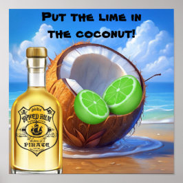 Poster Cartaz de Limão, Coco e Rum