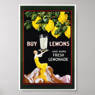 Póster Cartaz de Limonada de Mercearia Vintage de 1920 Re