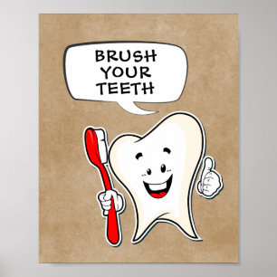 Poster Cartaz de Limpeza Escove os Dentes