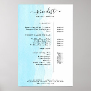 Poster Cartaz de Lista de Preços de Aquarela Moderna