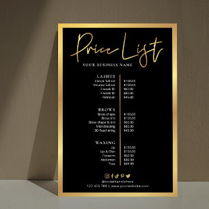 Poster Cartaz de Lista de Preços de Cabeleireiro Glam Bla