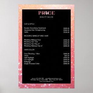Poster Cartaz de Lista de Preços de Coral de Pêssego Bril