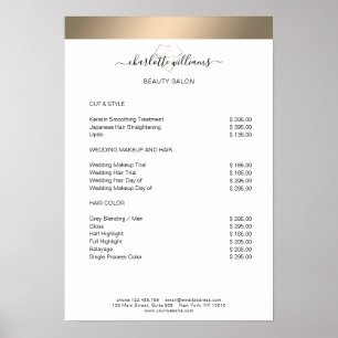 Poster Cartaz de lista de preços de diamante com listra d