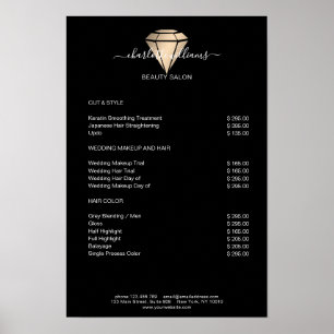 Poster Cartaz de Lista de Preços de Diamante Preto Mo