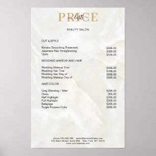 Poster Cartaz de Lista de Preços de Mármore Elegante