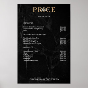 Poster Cartaz de Lista de Preços de Mármore Preto Elegant