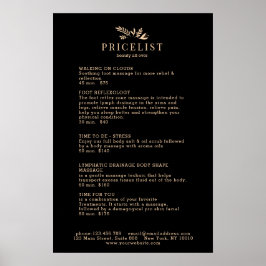 Poster Cartaz de Lista de Preços de Salão Botânico Preto 