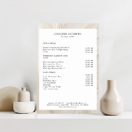 Poster Cartaz de Lista de Preços de Salão Elegante com On