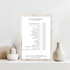Poster Cartaz de Lista de Preços de Salão Elegante com On