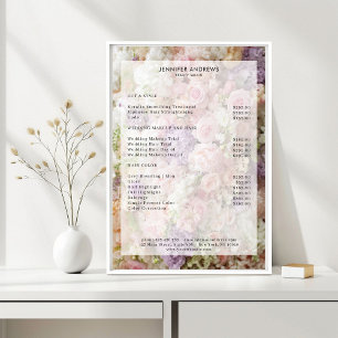 Poster Cartaz de Lista de Preços do Salão de Flores