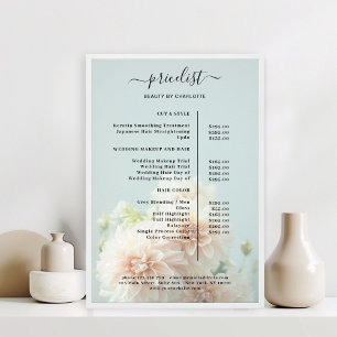 Poster Cartaz de Lista de Preços do Salão de Flores de Pe