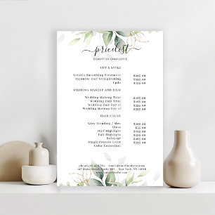 Poster Cartaz de Lista de Preços do Salão de Verduras