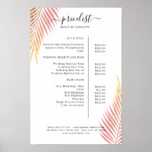 Cartaz de Lista de Preços do Salão Palm Leafy