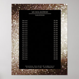 Poster Cartaz de Lista de Preços Elegante Glitter Prata D