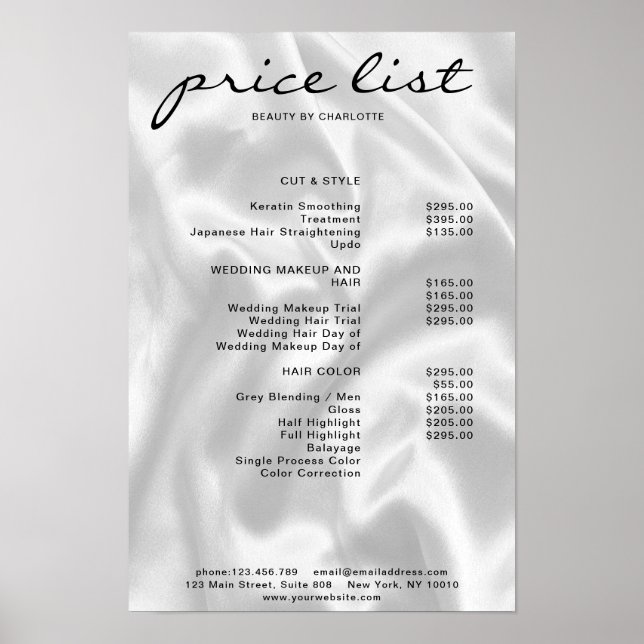 Poster Cartaz de Lista de Preços Elegante Moderno (Frente)