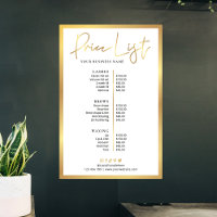 Cartaz de Lista de Preços Faux Dourado Glam Beauty