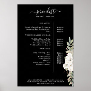 Poster Cartaz de Lista de Preços Floral Moderno
