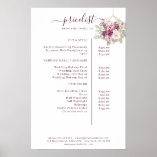 Poster Cartaz de lista de preços floral moderno