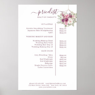 Poster Cartaz de lista de preços floral moderno