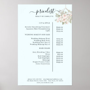 Poster Cartaz de lista de preços floral moderno