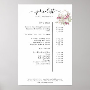Poster Cartaz de lista de preços floral moderno