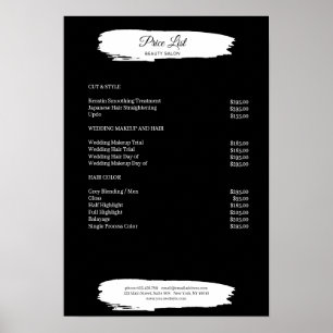 Poster Cartaz de lista de preços preto e branco simples