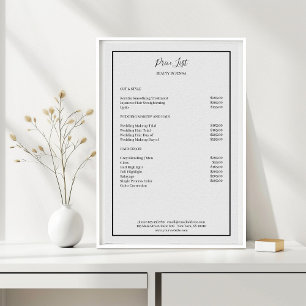 Poster Cartaz de Lista de Preços Simples Cinza e Preto