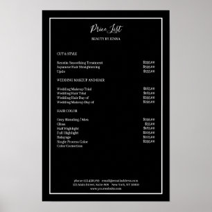 Poster Cartaz de Lista de Preços Simples Preto e Branco
