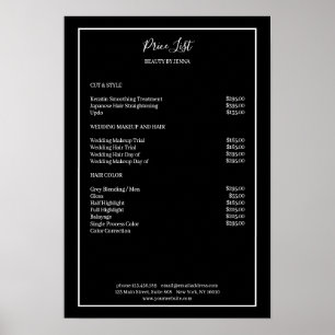 Poster Cartaz de Lista de Preços Simples Preto e Branco