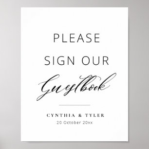 Poster Cartaz de livro de visitas de casamento com letra