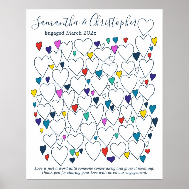 Poster Cartaz de Livro de Visitas de Festa de Compromisso (Frente)