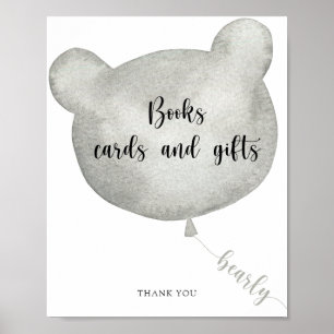 Poster Cartaz de livros de balão de urso cartões e presen