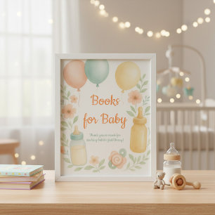 Póster Cartaz de Livros para Bebê   Decoração em Aquarela