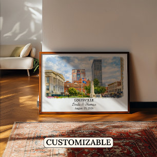 Poster Cartaz de Louisville Kentucky, Aquarela, Personali