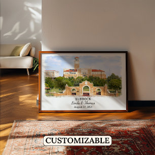 Poster Cartaz de Lubbock Texas, Aquarela, Personalizado