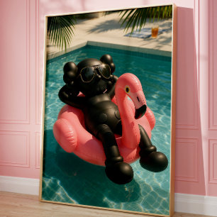 Poster Cartaz de Luxo de Vibrações da Piscina   Flamingo 