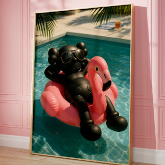 Poster Cartaz de Luxo de Vibrações da Piscina | Flamingo