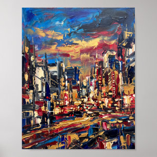 Poster Cartaz de Luxo em Pintura a Óleo Abstrata de Tóqui