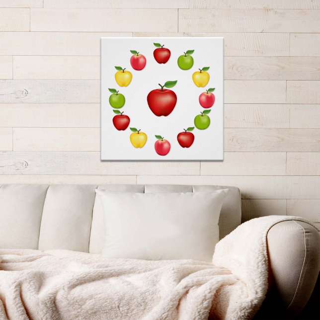 Póster Cartaz de Maçãs (Apples Poster. Fresh, natural fruit, Red Delicious, Granny Smith, Golden Delicious, Pink Lady Apples)
