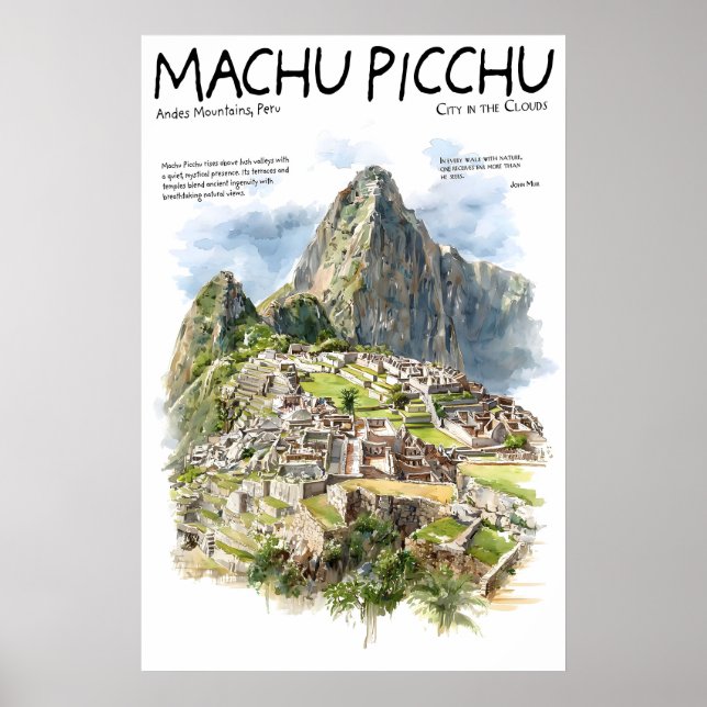 Poster Cartaz de Machu Picchu Peru Andes Marco Antigo (Frente)