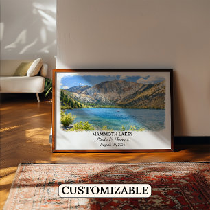 Poster Cartaz de Mammoth Lakes Califórnia, Aquarela, Cust